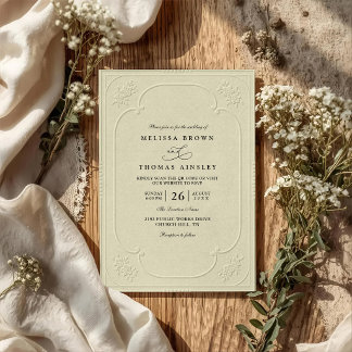 Vintage Elegant Ornate Embossing Classic Wedding Invitation