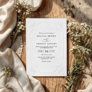 Vintage Elegant Ornate Embossing Classic Wedding Invitation