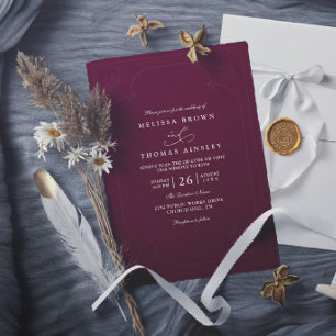 Vintage Elegant Ornate Embossing Modern Wedding Invitation