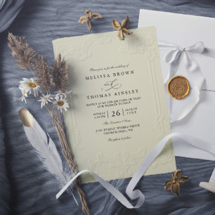 Vintage Elegant Ornate Embossing Modern Wedding Invitation