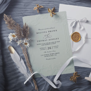 Vintage Elegant Ornate Embossing Modern Wedding  Invitation