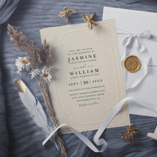 Vintage Elegant Ornate Embossing Modern Wedding Invitation
