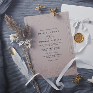 Vintage Elegant Ornate Embossing Modern Wedding Invitation