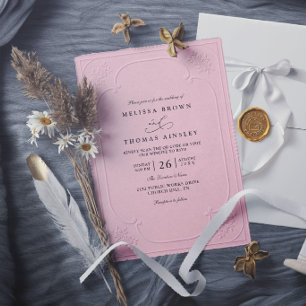 Vintage Elegant Ornate Embossing Modern Wedding Invitation