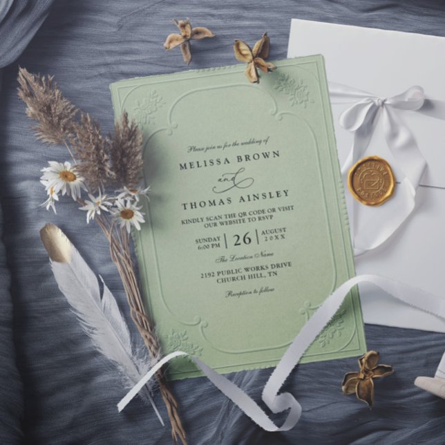 Vintage Elegant Ornate Embossing Modern Wedding  Invitation (Creator Uploaded)