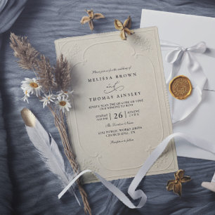 Vintage Elegant Ornate Embossing Modern Wedding Invitation