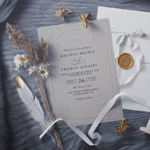 Vintage Elegant Ornate Embossing Modern Wedding Invitation