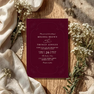 Vintage Elegant Ornate Embossing QR Code Wedding Invitation