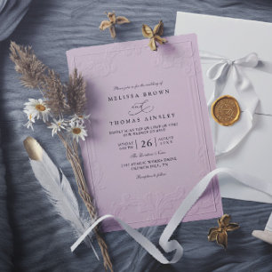 Vintage Elegant Ornate Embossing QR Code Wedding Invitation
