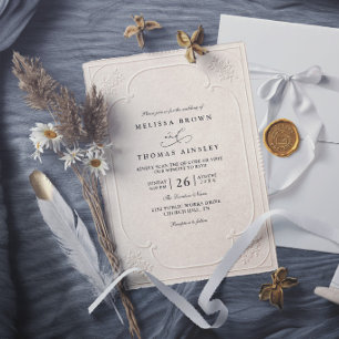 Vintage Elegant Ornate Faux Embossing Modern Invitation