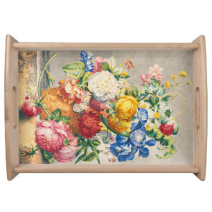 Vintage Elegant Pastel Floral Botanical Wall Art Serving Tray