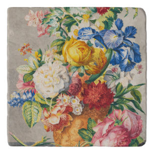 Vintage Elegant Pastel Floral Botanical Wall Art Trivet