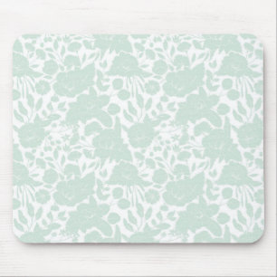 Vintage elegant pastel green white stylish floral mouse pad