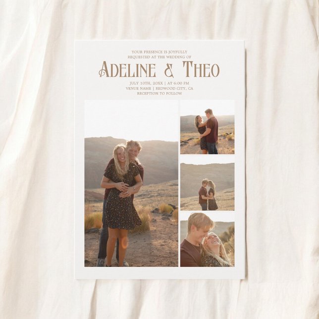 Vintage Elegant Photo Beige Wedding Invitation (Creator Uploaded)