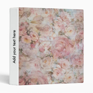 Vintage elegant pink collage floral typography 3 ring binder