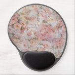 Vintage elegant pink collage floral typography gel mouse pad<br><div class="desc">A vintage elegant blush pink and green collage floral typography.A boho chic pastel pink roses flowers on vintage typography background.</div>