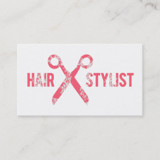 vintage elegant pink hair stylist scissors lace business card