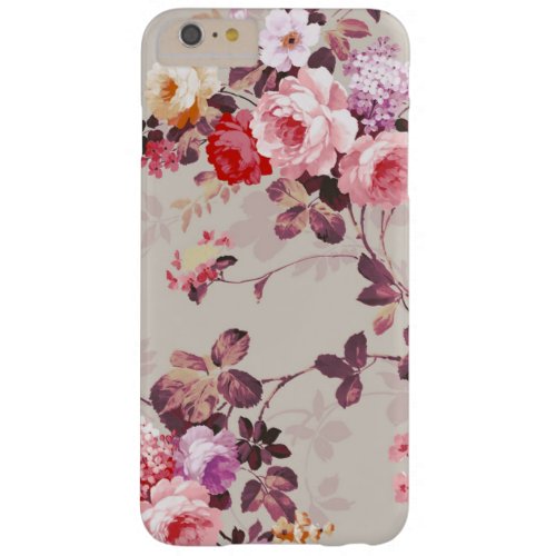 Vintage Elegant Pink Red Purple Roses Pattern Barely There iPhone 6 Plus Case