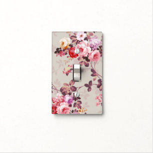 Vintage Elegant Pink Red Purple Roses Pattern Light Switch Cover