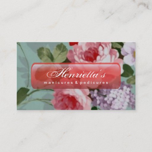 Customizable Vintage Elegant Pink Red Roses Business Card Template