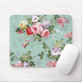 Vintage Elegant Pink Red Roses Pattern Mouse Pad (With Mouse)