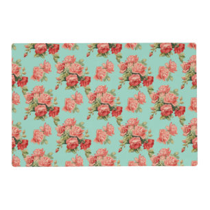 Vintage Elegant Pink Red Roses Pattern Placemat