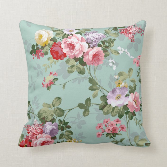 Vintage Elegant Pink Red Roses Pattern Throw Pillow Zazzle Com