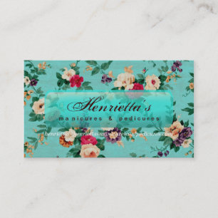 Vintage Elegant Pink Red Roses Wallpaper Business Card