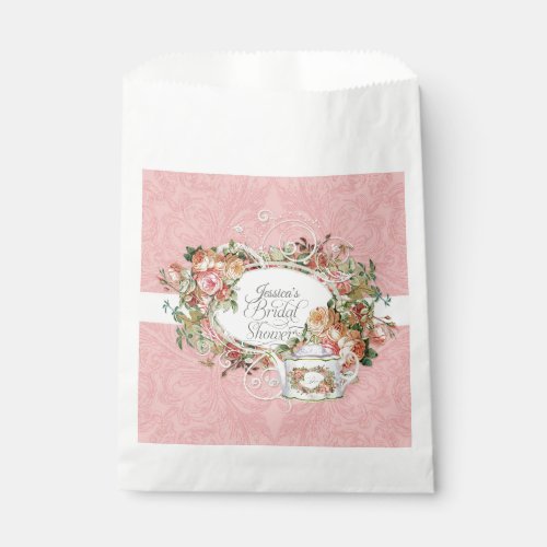 Vintage Elegant Pink Rose Tea Party Bridal Shower Favor Bag