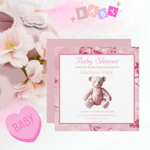 Vintage Elegant Pink Toile Baby Shower Celebration
