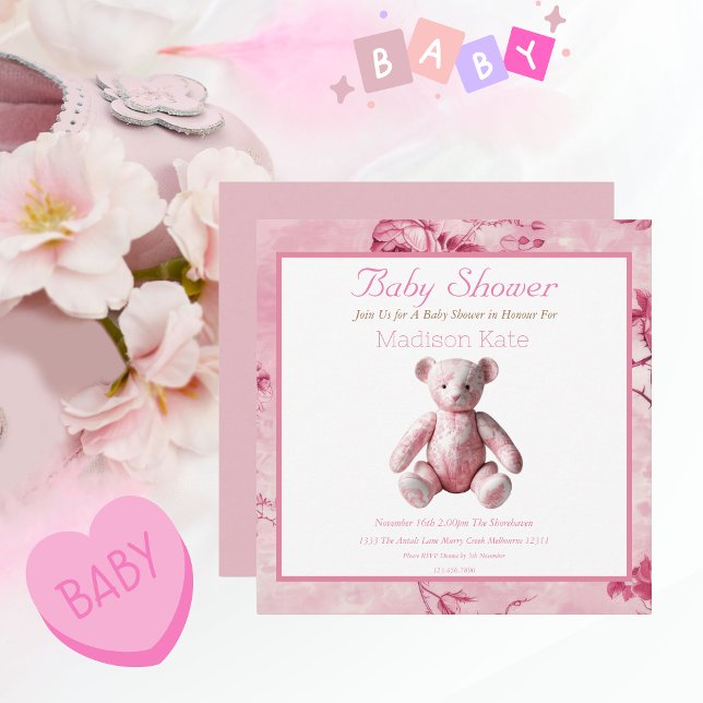 Vintage Elegant Pink Toile Baby Shower Celebration (Creator Uploaded)