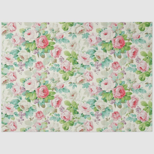 Vintage Elegant Popular Floral Rose Tissue Paper (Front)