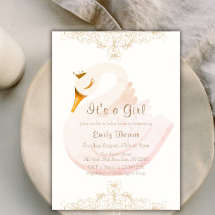 Vintage Elegant Princess Swan Baby Shower Invitation