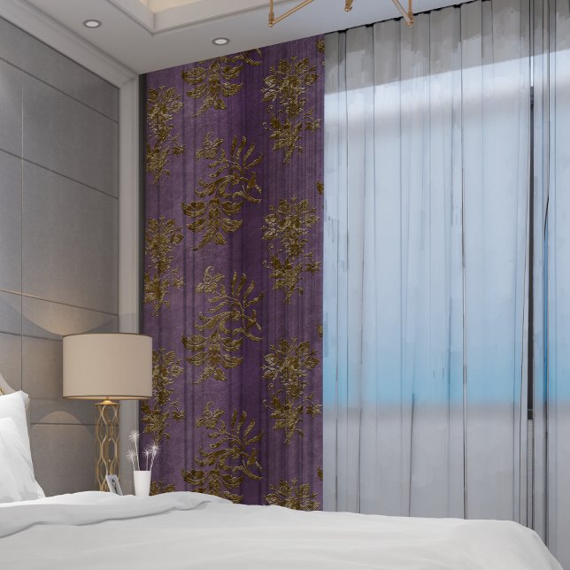 Vintage Elegant Purple Gold Floral  Blackout Curtains (Vintage Elegant Purple Gold Floral Blackout Curtains)