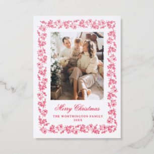 Vintage Elegant Red Merry Christmas Letterpress Photo Cards