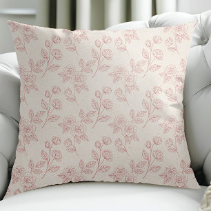 Vintage Elegant Red Rose Paper Chintz Throw Pillow