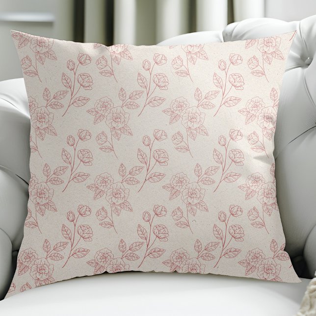 Vintage Elegant Red Rose Paper Chintz  Throw Pillow (Creator Uploaded)