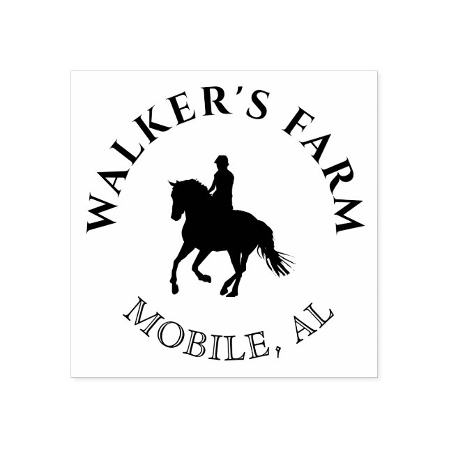 Vintage elegant riding horse monogram Stamp (Imprint)