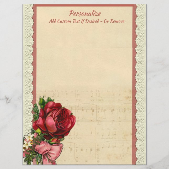 Vintage Elegant Romantic Musical Sheet Music Lace (Front)