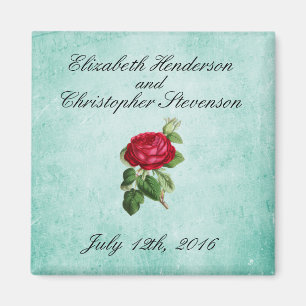Vintage Elegant Romantic Red Rose Wedding Magnet