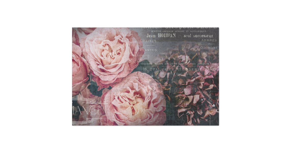 Elegant Vintage Floral Rose Tissue Paper, Zazzle