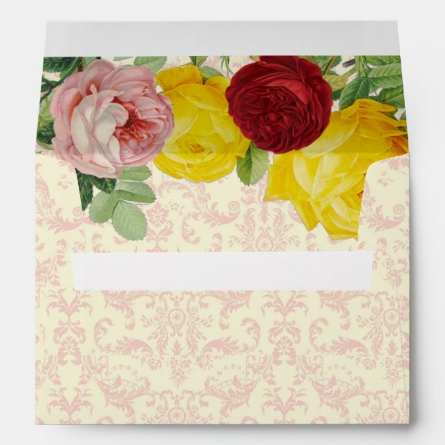Vintage Elegant Roses Floral Damask  Envelope (Back (Bottom))