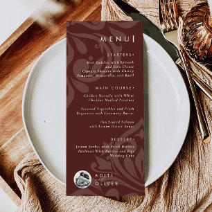 Vintage Elegant Rustic Burgundy Typography Photo Menu