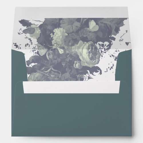Vintage Elegant Rustic Teal Floral Bridal Shower Envelope