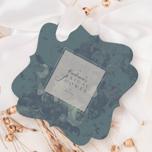 Vintage Elegant Rustic Teal Floral Bridal Shower Favor Tags