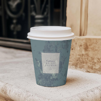 Vintage Elegant Rustic Teal Floral Bridal Shower Paper Cups
