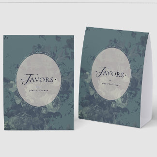 Vintage Elegant Rustic Teal Floral Bridal Shower Paper Table Tent