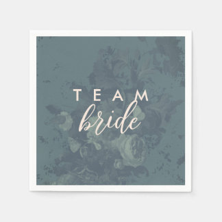 Vintage Elegant Rustic Teal Floral Team Bride Napkins