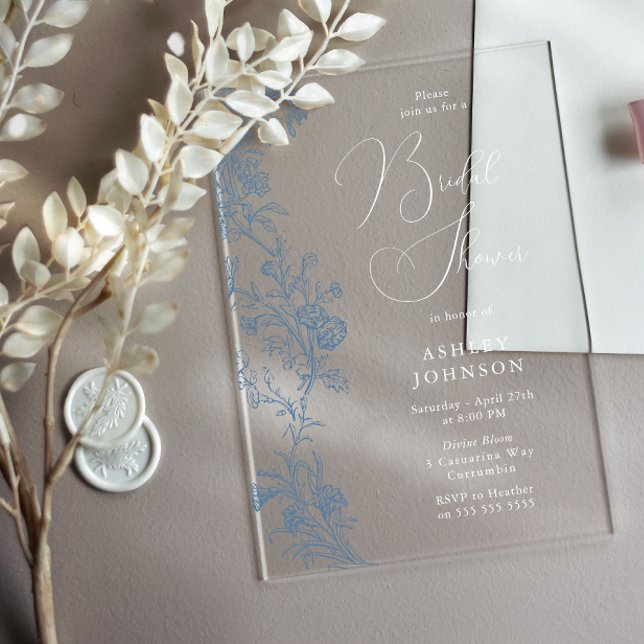 Vintage Elegant Script Bridal Shower Acrylic Invitations (Creator Uploaded)