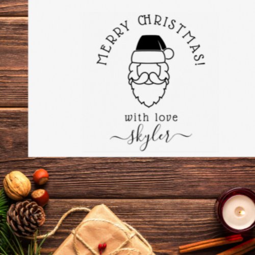 Vintage Elegant Script Santa Christmas Wishes Rubber Stamp
